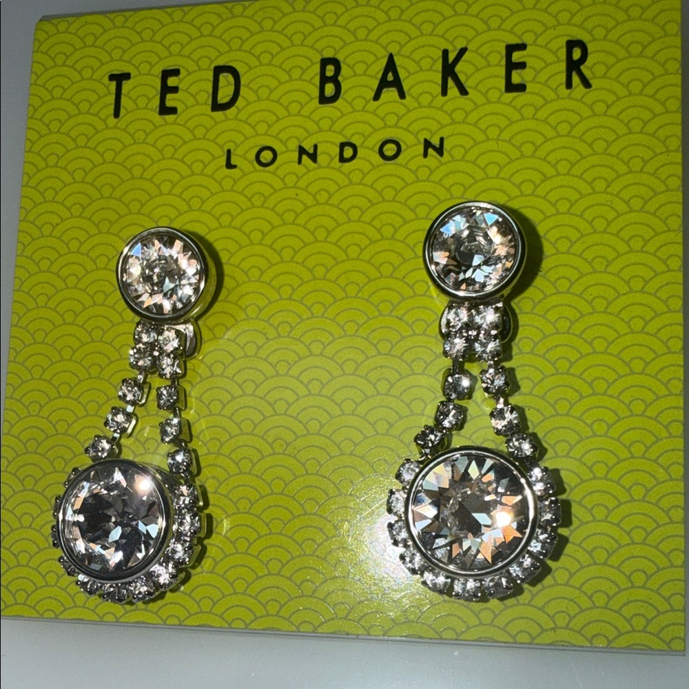 Ted Baker Silver Crystal Dangle Earrings
